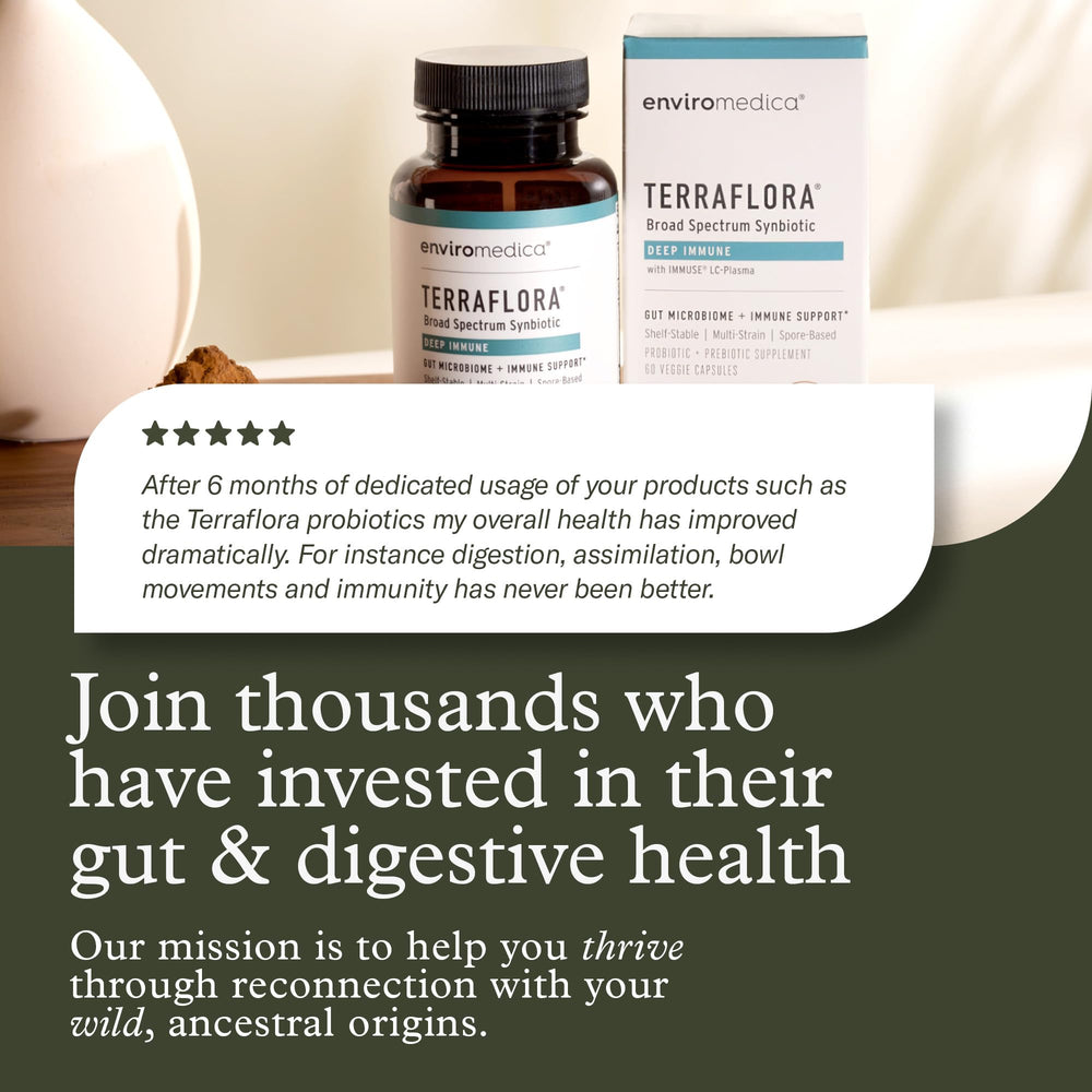 Terraflora Deep Immune Synbiotic packaging displaying 60 capsules