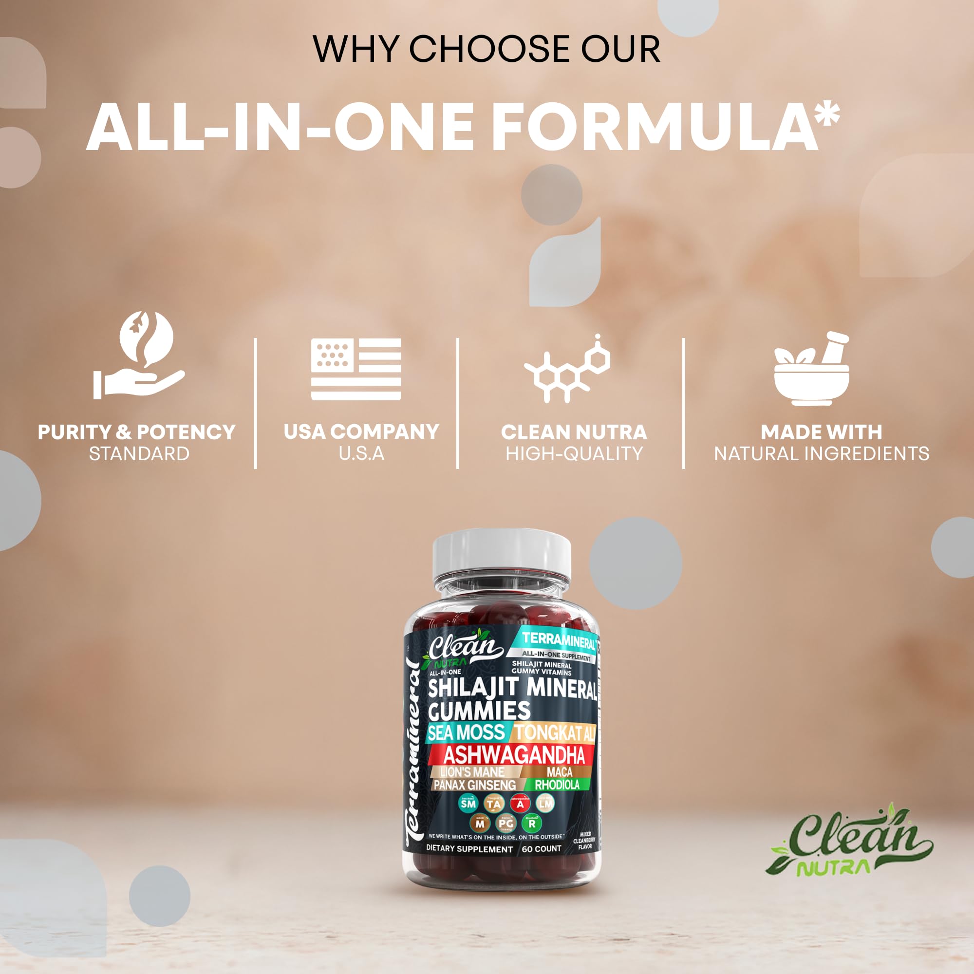 Panax Ginseng, Rhodiola, and Cordyceps in the formulation
