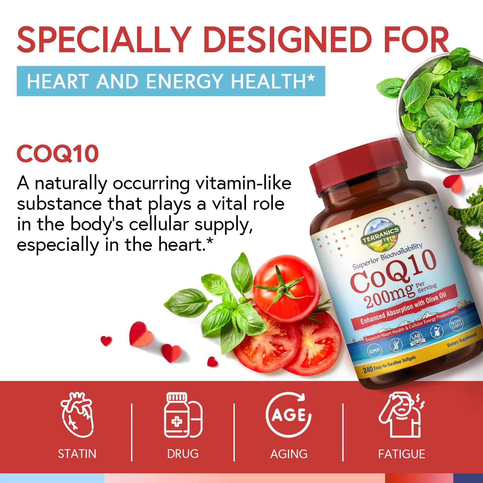 Heart health concept with CoQ10