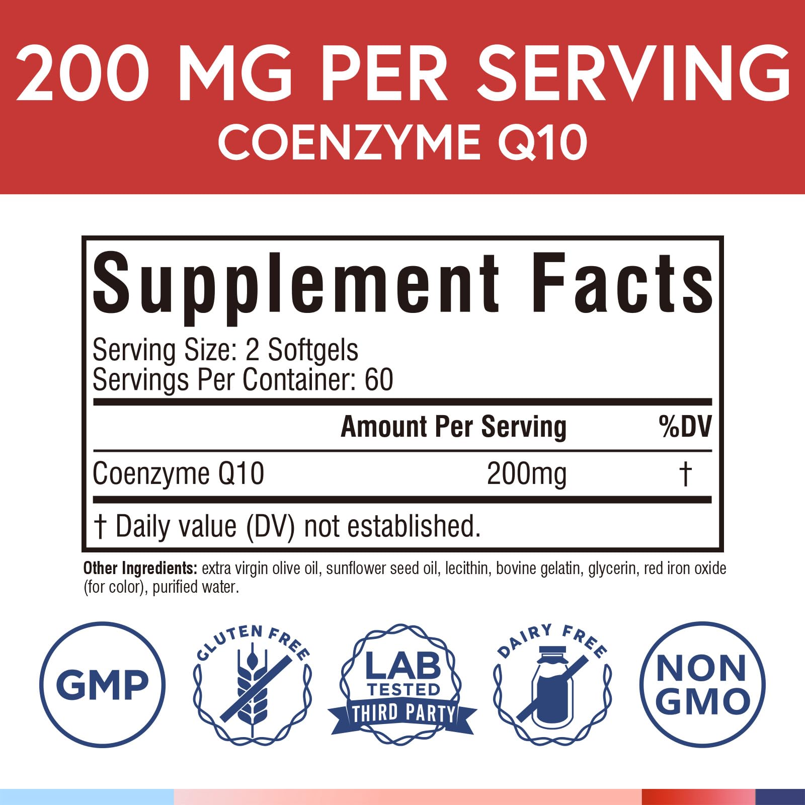 CoQ10 200mg with olive oil for enhanced absorption