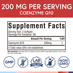 CoQ10 200mg with olive oil for enhanced absorption