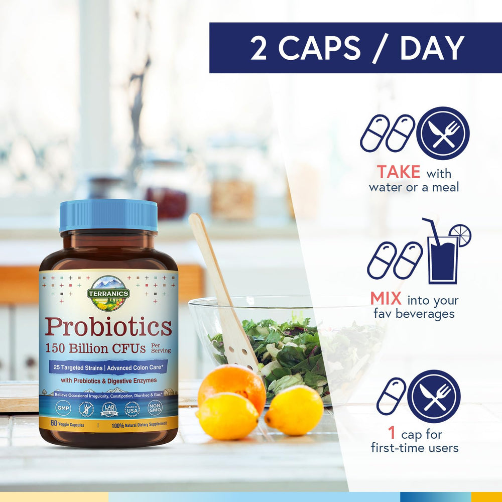 Probiotics with prebiotics and added enzymes