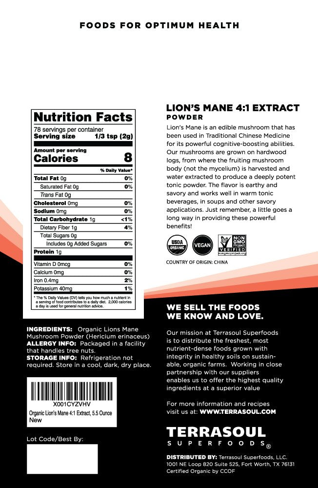 Product label showing USDA Organic Non-GMO Gluten-Free Vegan