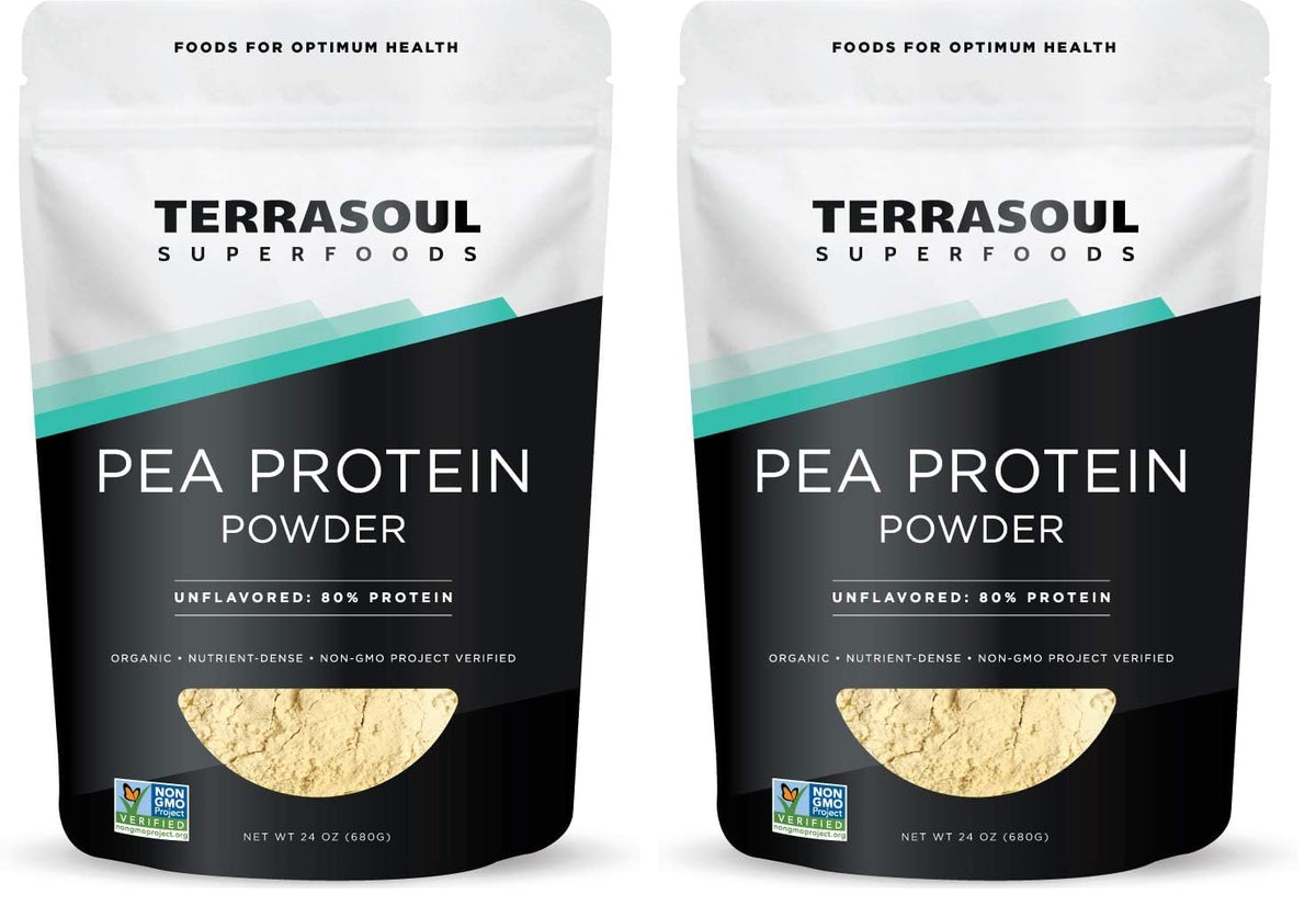 Terrasoul Organic Pea Protein pack-front with resealable pouch for convenient storage.