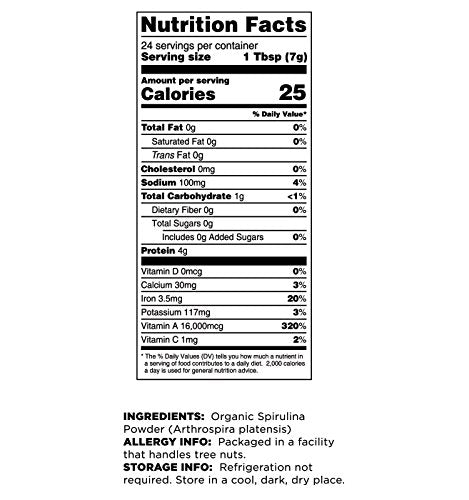 USDA Organic and fair trade badges on Spirulina Powder