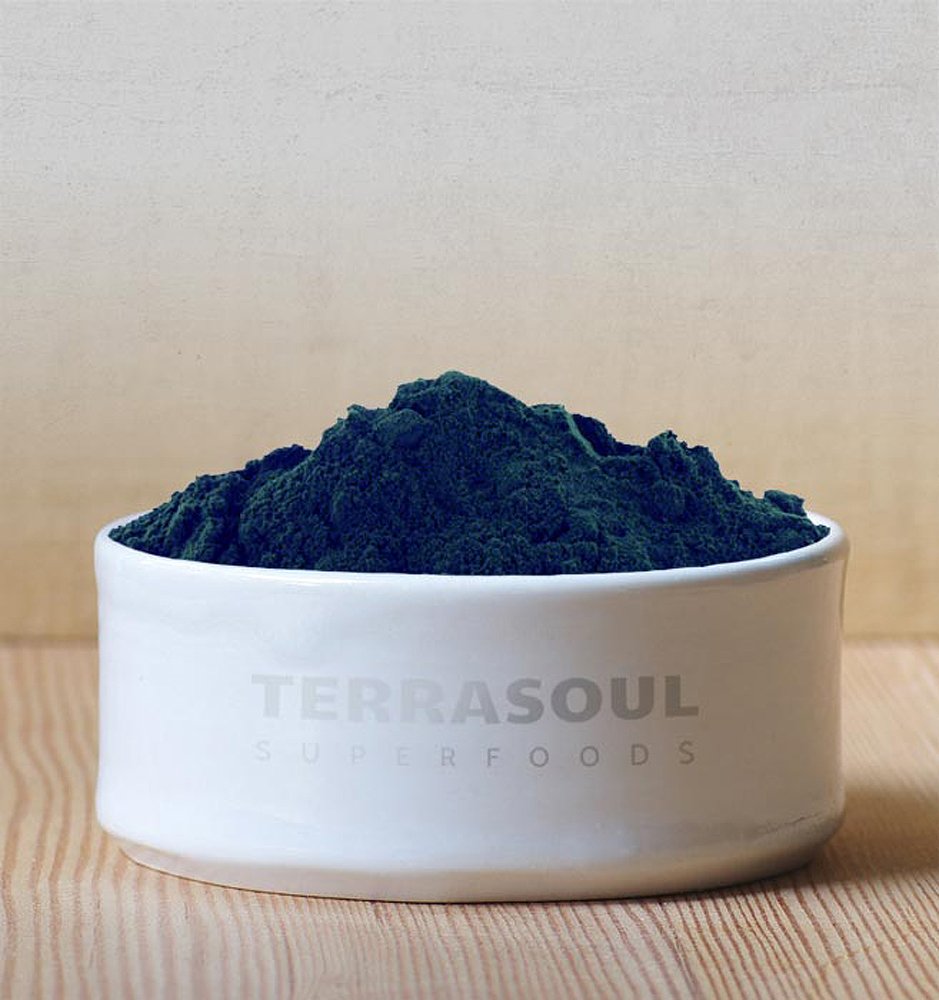 Ingredients panel on Terrasoul Spirulina Powder packaging