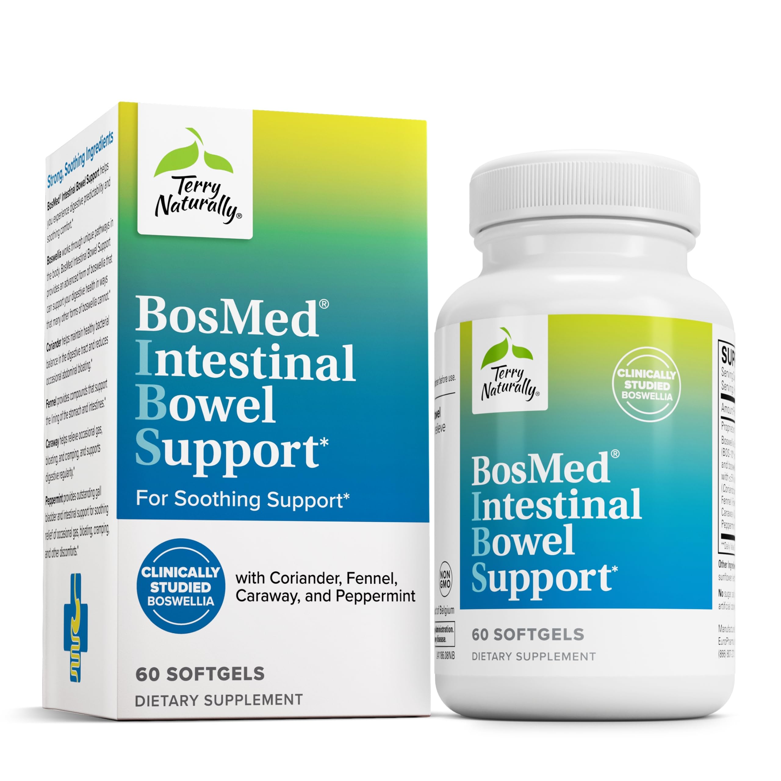 Terry Naturally BosMed Intestinal Bowel Support bottle with 60 softgels