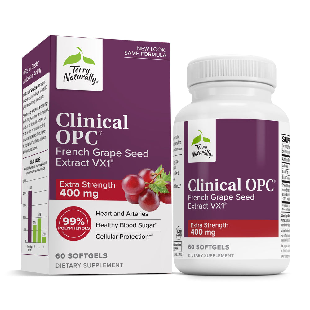 Bottle of Terry Naturally Clinical OPC Extra Strength 60 softgels