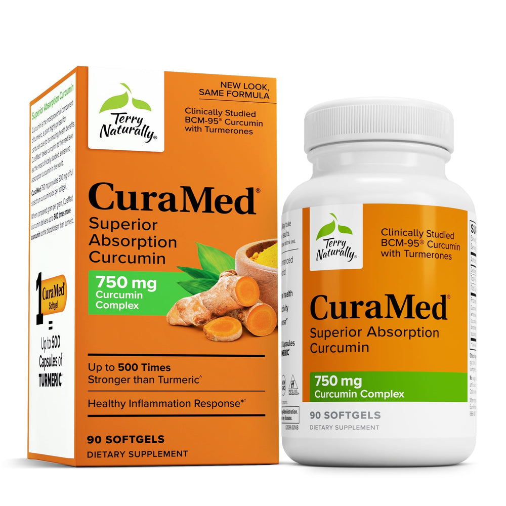Terry Naturally CuraMed 750mg bottle with 90 softgels