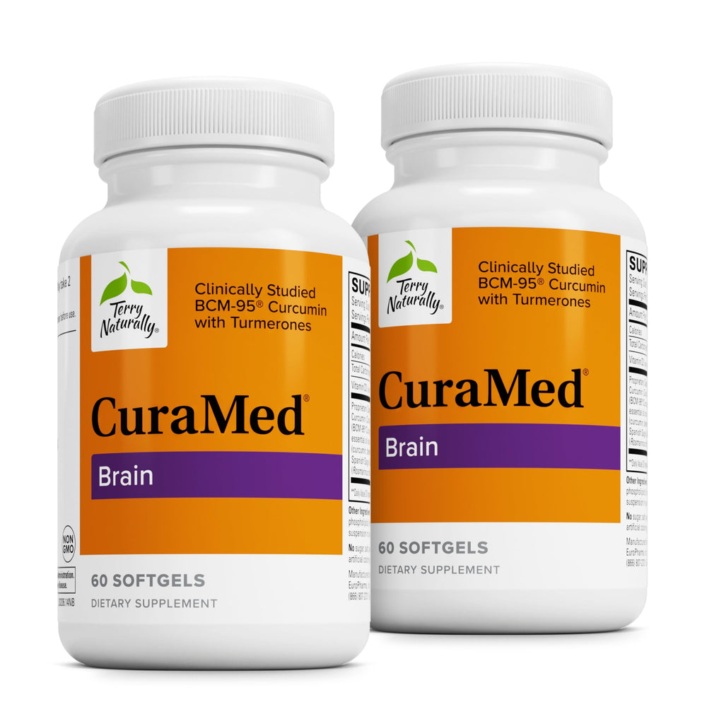 Terry Naturally CuraMed Brain bottle with 60 softgels in a 2-pack