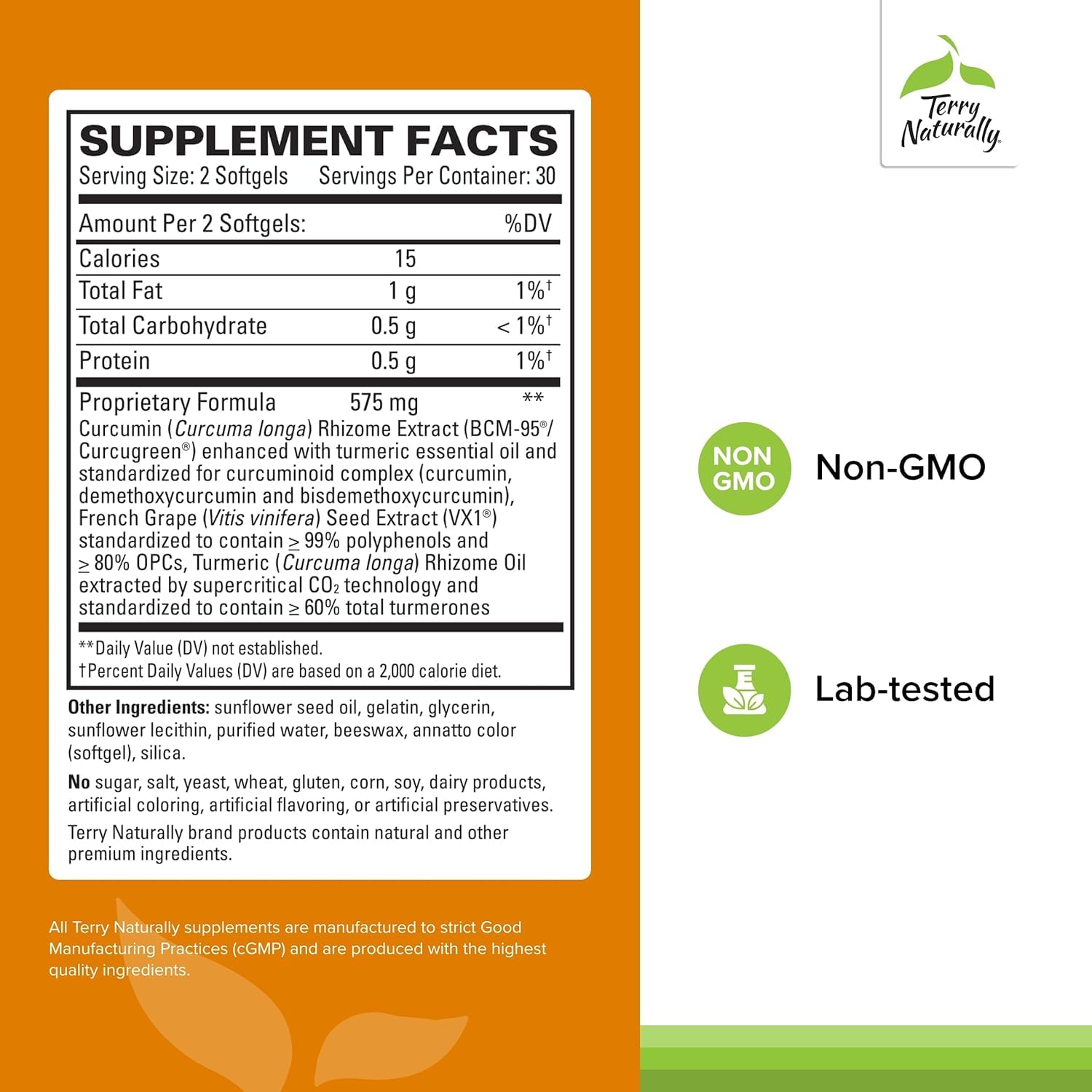 Back label showing supplement facts on CuraMed + Clinical OPC bottle