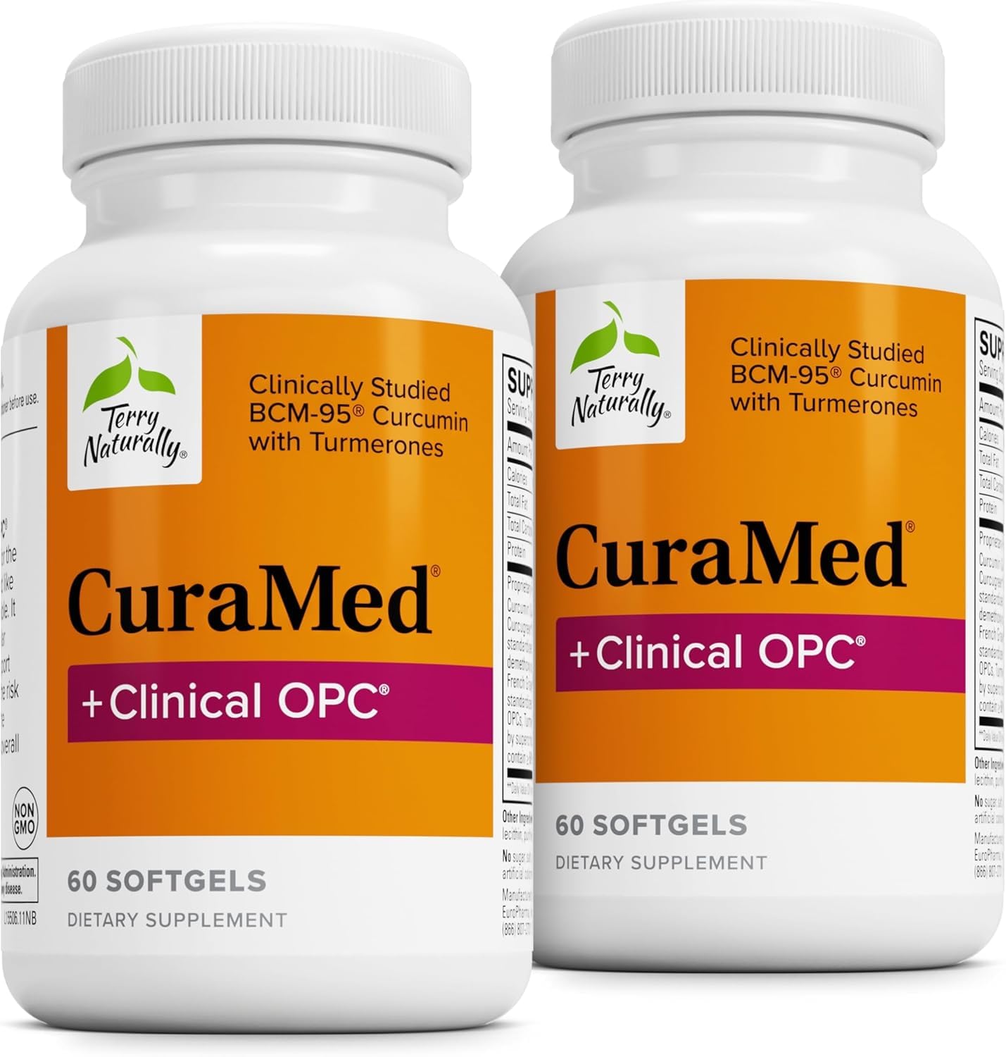 Front view of Terry Naturally CuraMed + Clinical OPC bottle