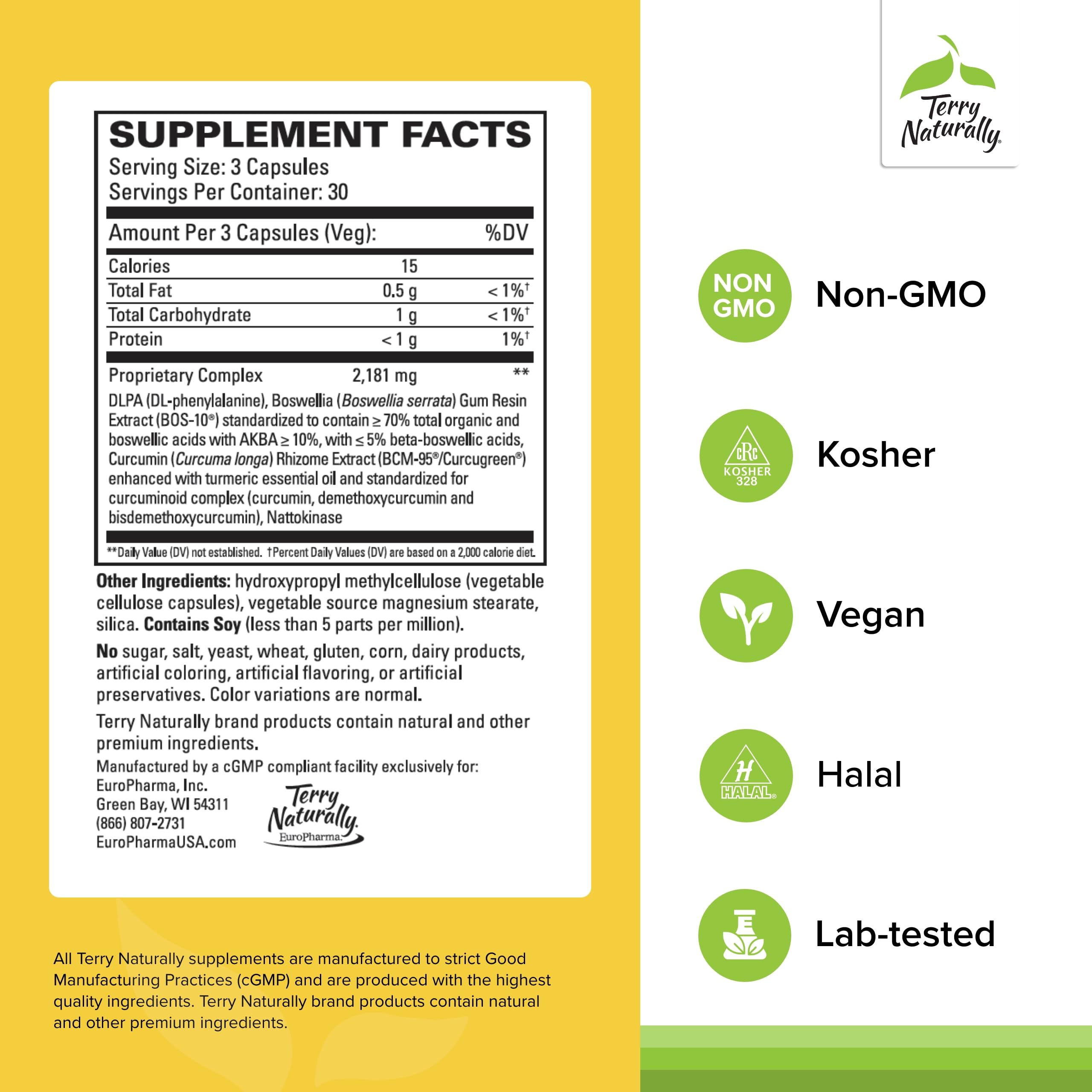 Close-up of BCM-95 Curcumin ingredient label