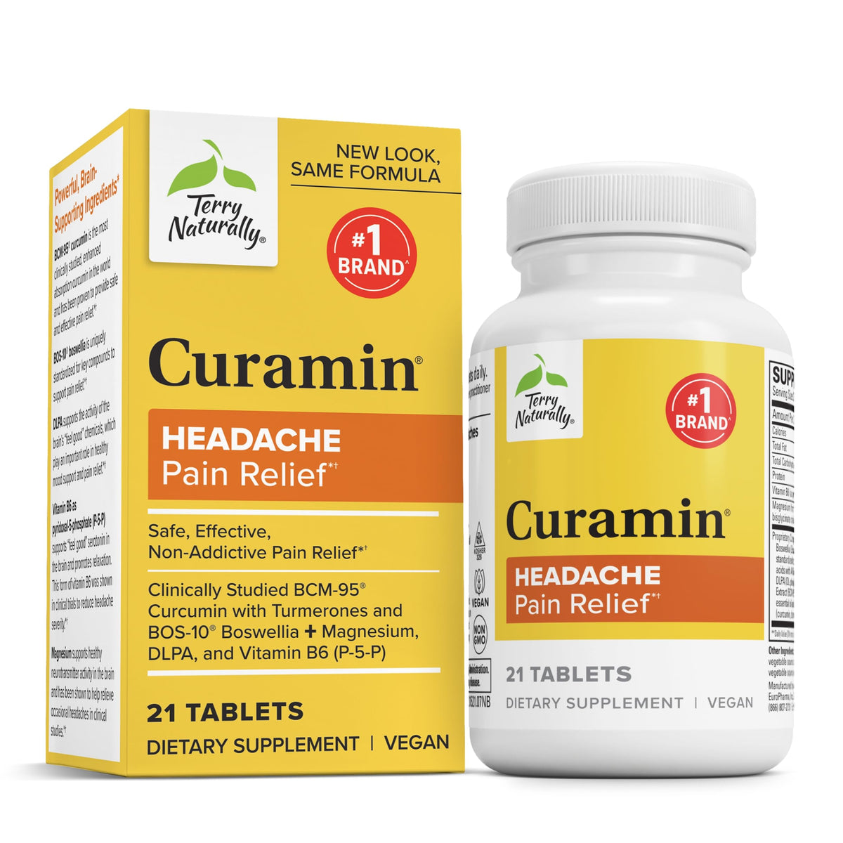 Bottle of Terry Naturally Curamin Headache dietary supplement