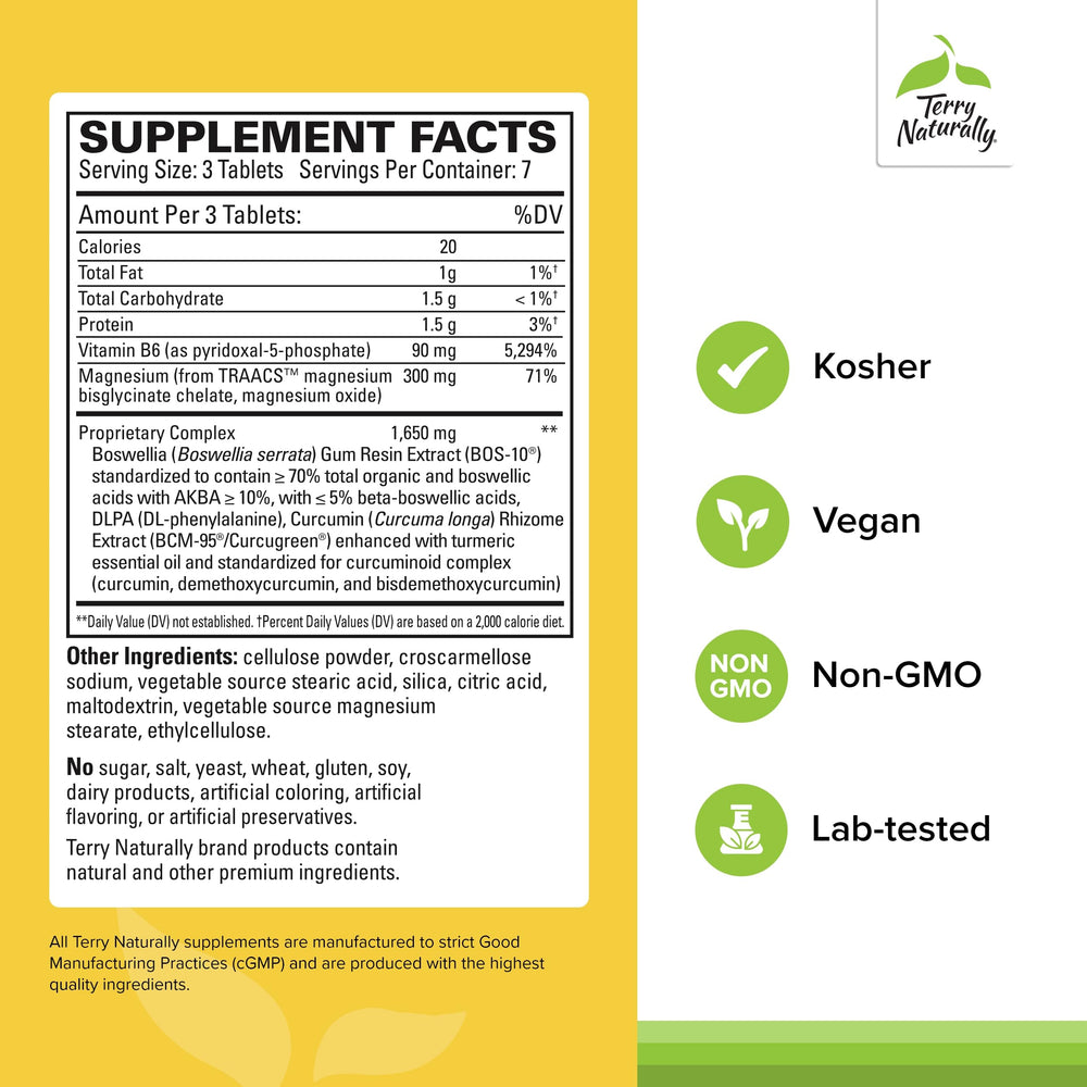 Close-up of DLPA and Boswellia blend label on Curamin Headache