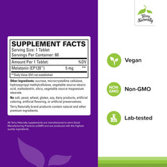 Product label for Terry Naturally Melatonin EP 120 5mg