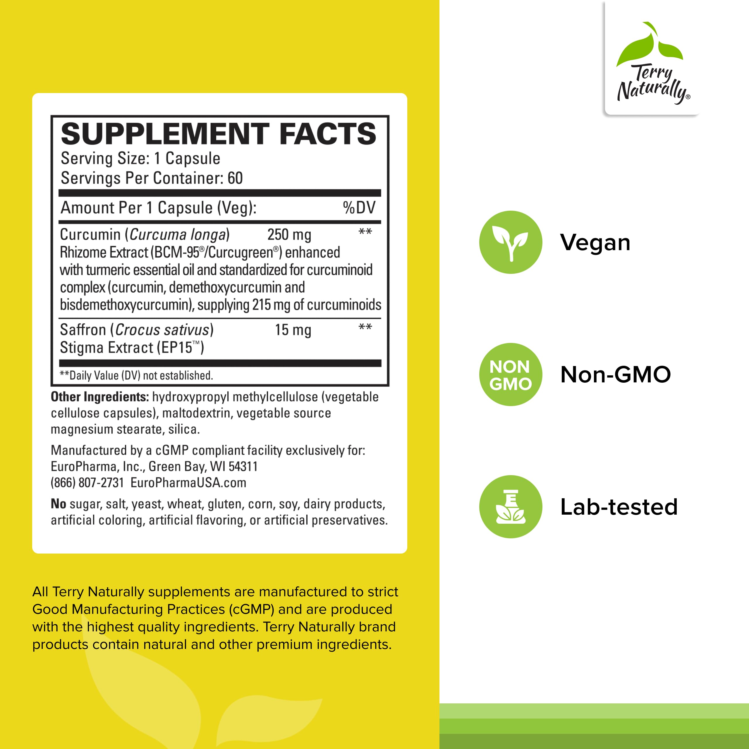 Saffron and curcuminoids ingredients highlighted for the supplement