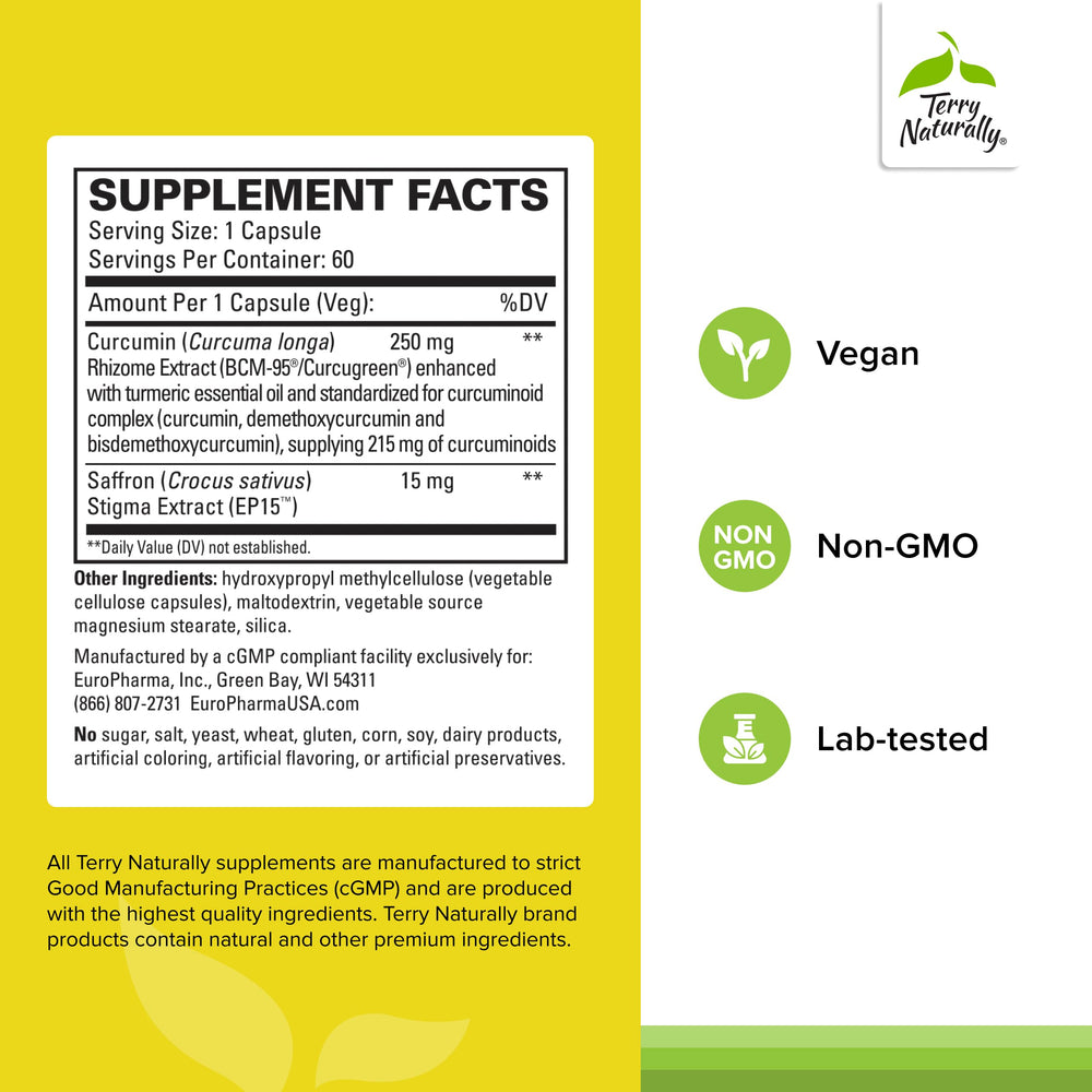 Saffron and curcuminoids ingredients highlighted for the supplement