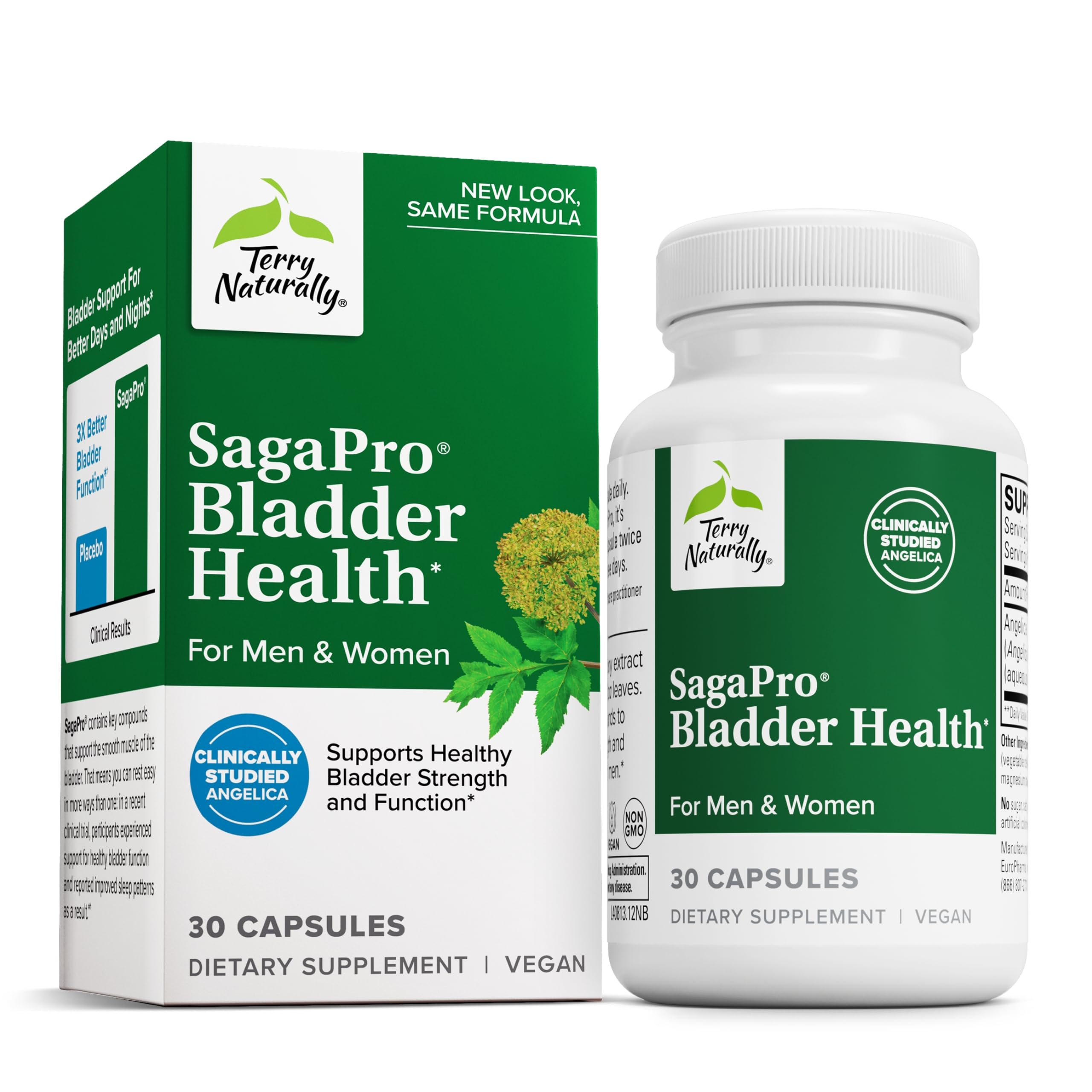 Terry Naturally SagePro Bladder bottle front with Angelica leaf extract capsules