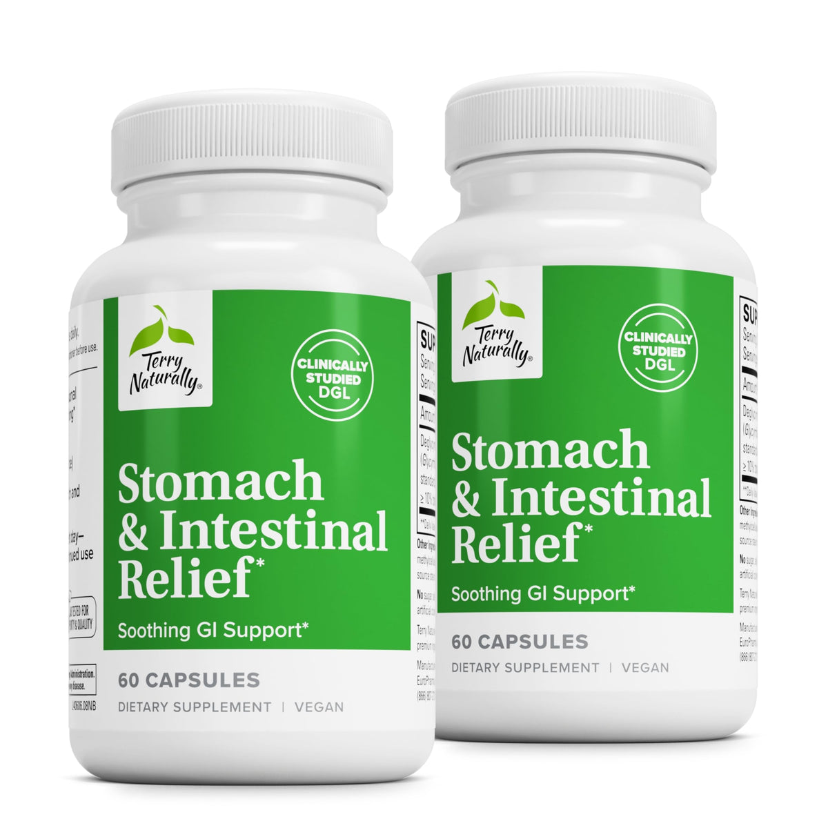 Bottle of Terry Naturally Stomach & Intestinal Relief with label