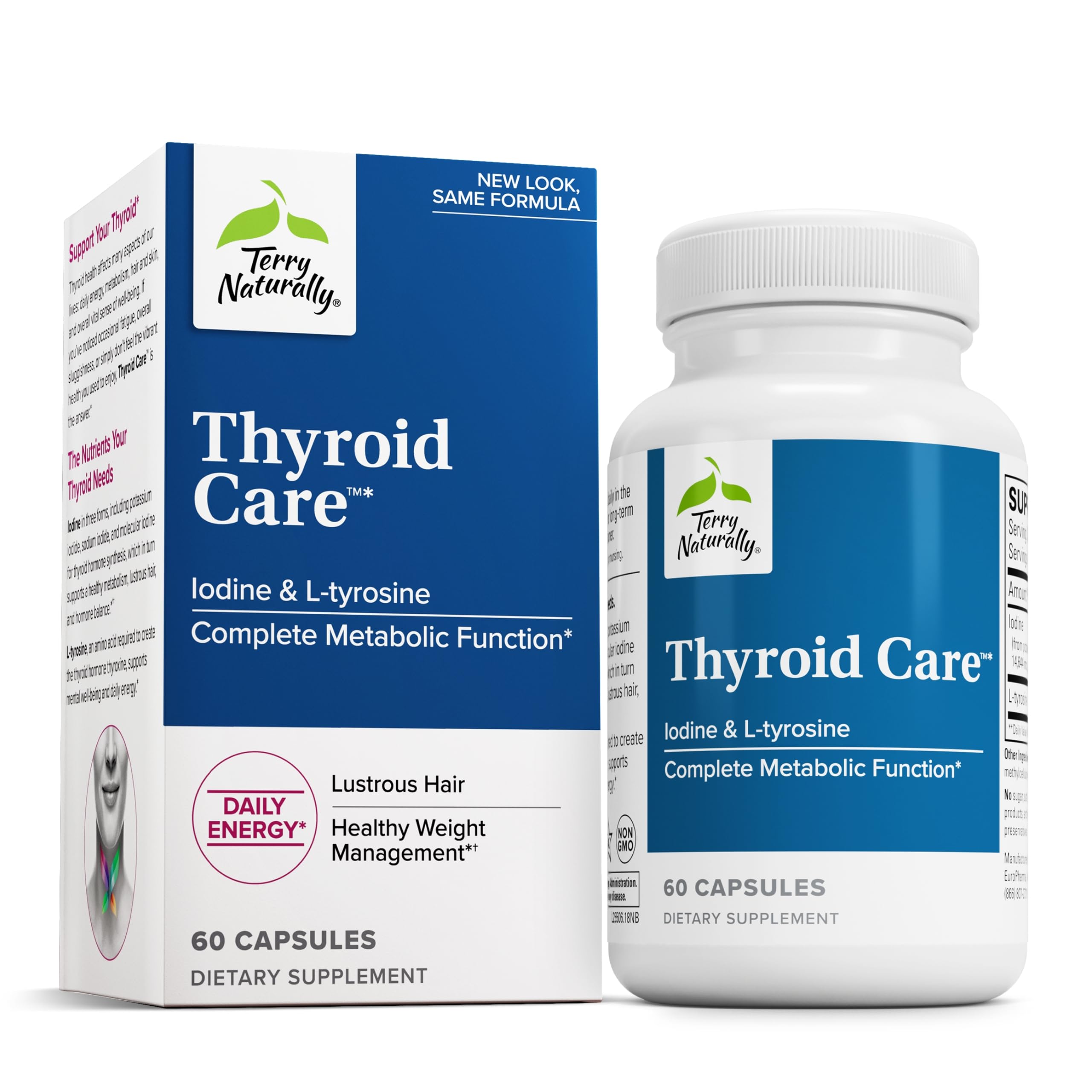 Bottle of Terry Naturally Thyroid Care 60 capsules