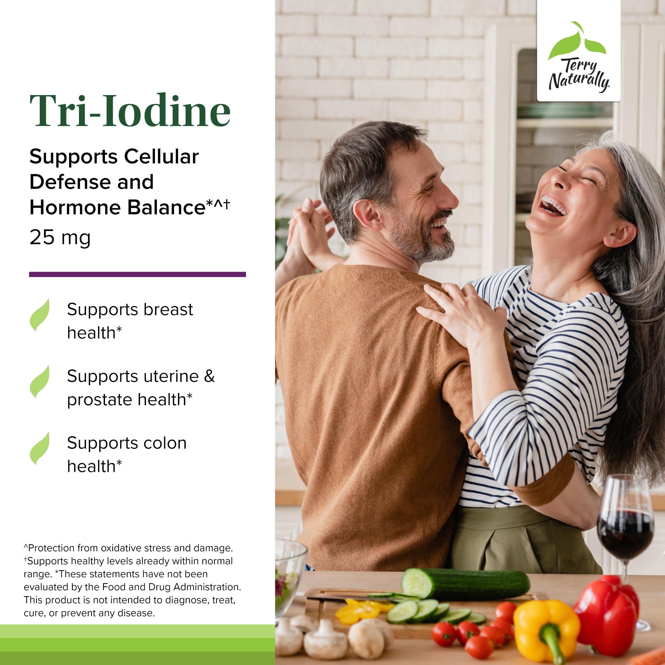 Terry Naturally Tri-Iodine capsules for convenient daily hormone support.