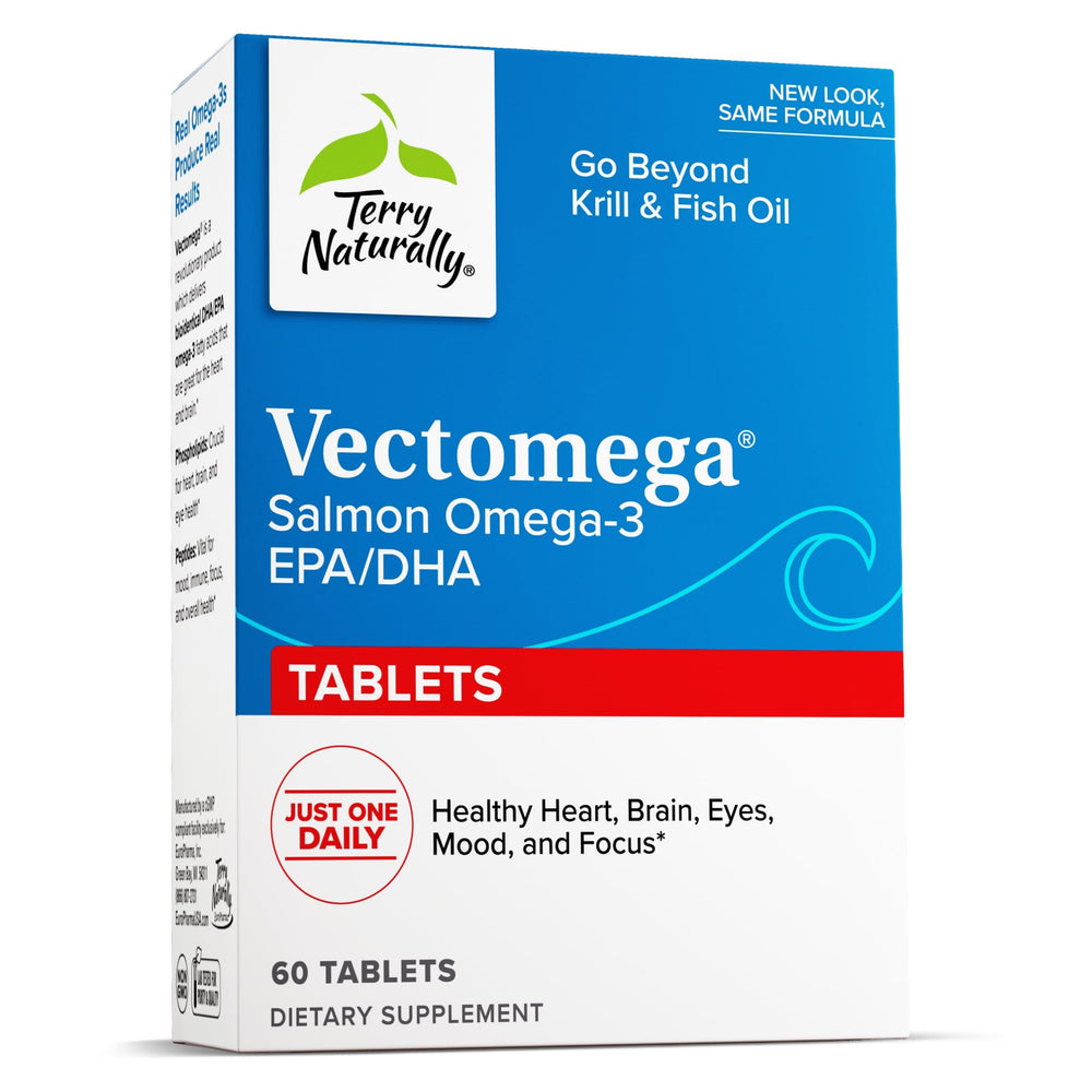 Terry Naturally Vectomega bottle front highlighting phospholipid-bound omega-3.