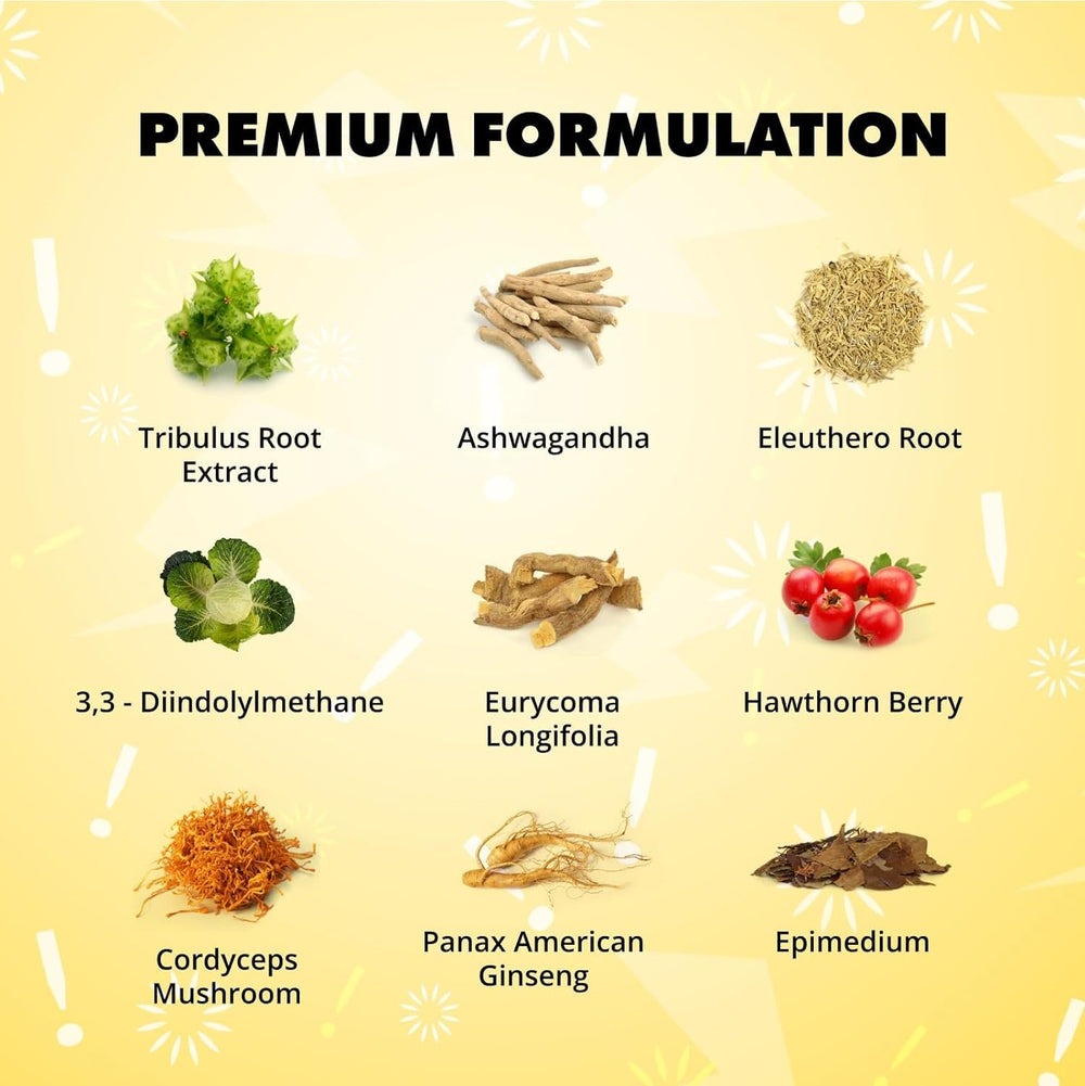 Ingredient blend featuring Ashwagandha, Tribulus, and ginseng