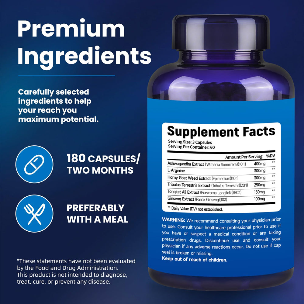 Supplement bottle showing 180 capsules