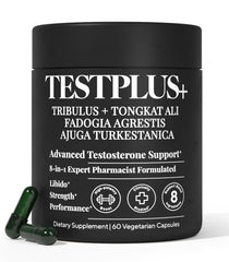 Front view of TESTPLUS+ 1,450mg 8-in-1 bottle