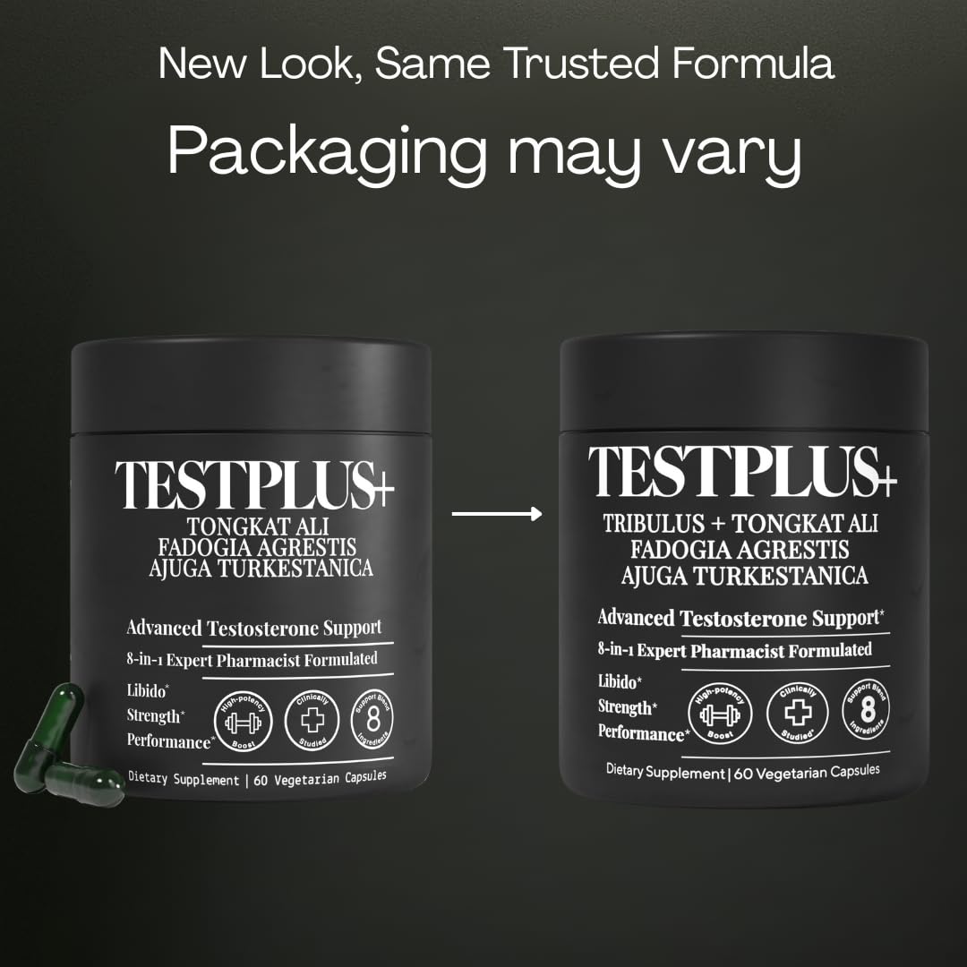 Close-up of TESTPLUS+ bottle and label