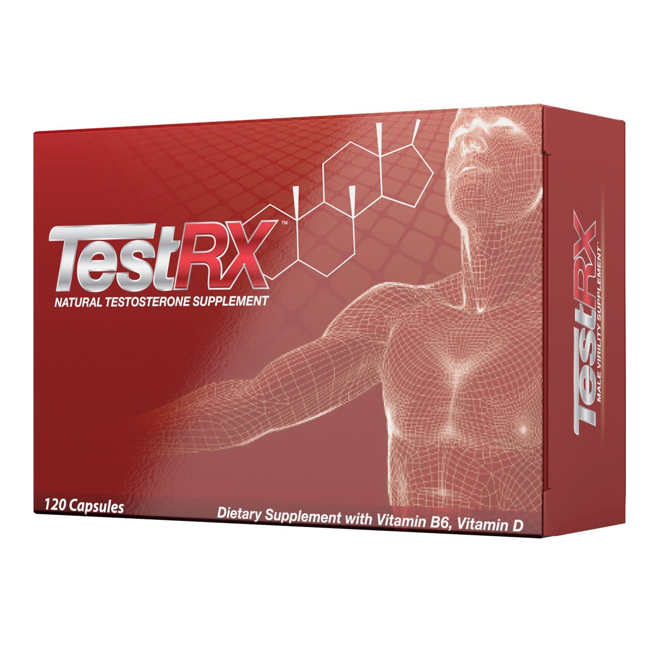 TestRX Testosterone Booster bottle on a white background