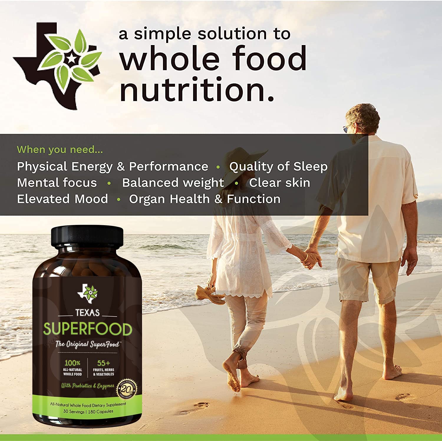 Non-GMO, sugar-free Texas SuperFood Capsules