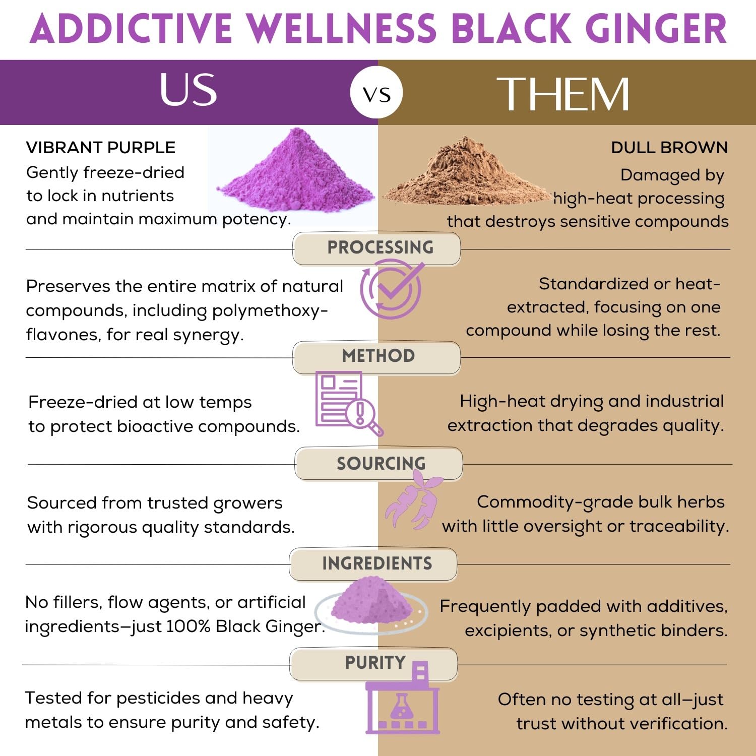 Close-up texture of freeze-dried Thai Black Ginger powder