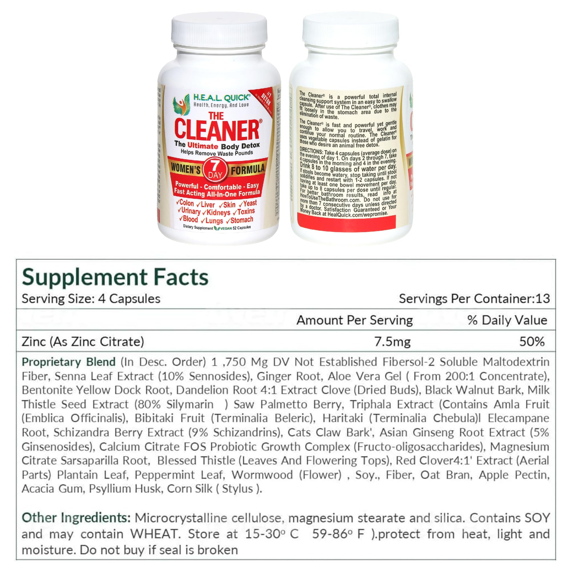 Marketing image with The Cleaner Detox branding and capsules
