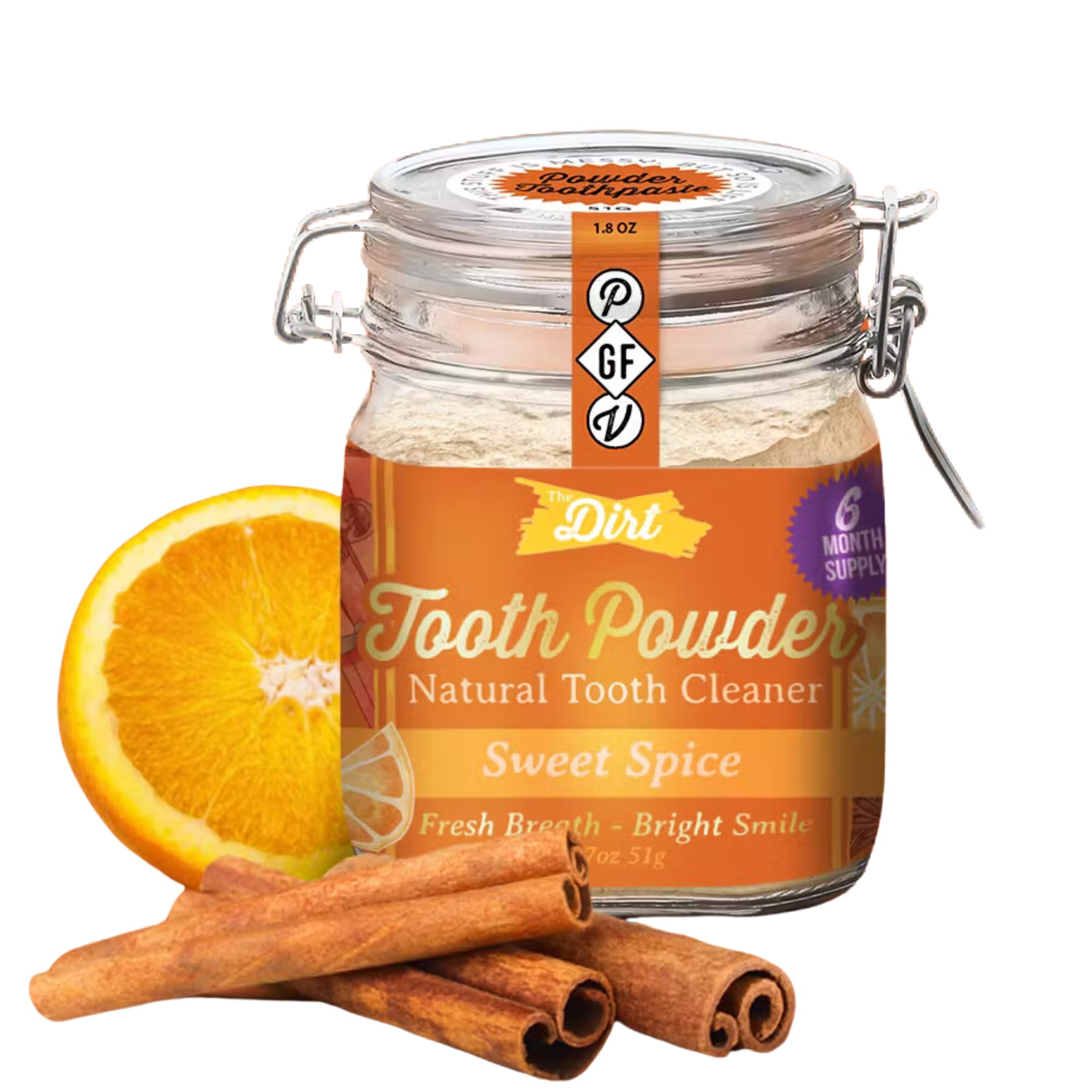 The Dirt remineralizing tooth powder Sweet Spice 51g jar front view