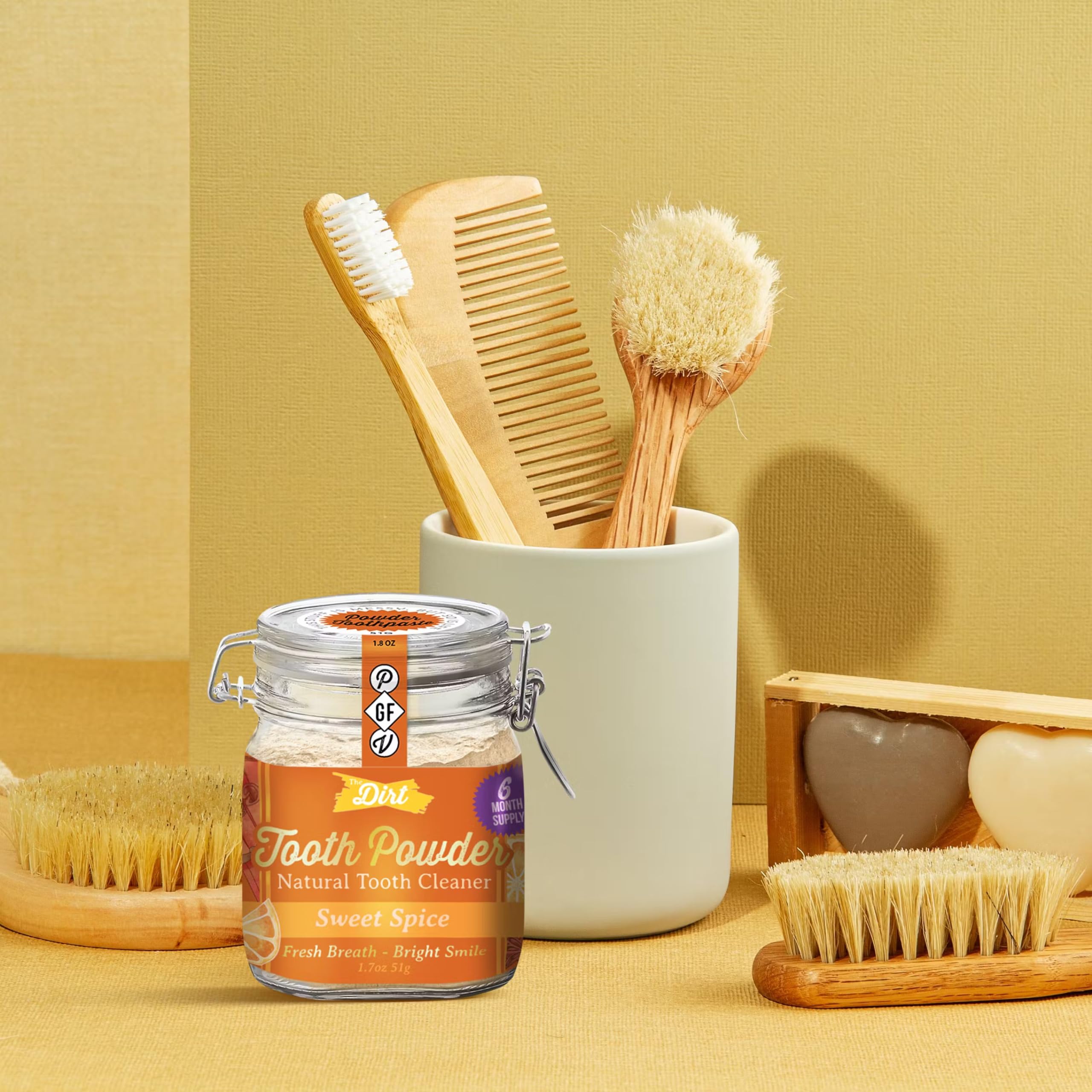 Close-up of The Dirt tooth powder texture