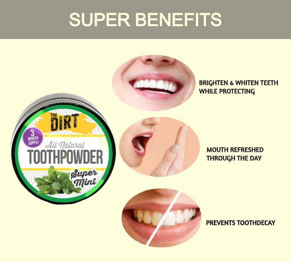 Toothbrush dipped into The Dirt tooth powder