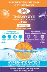 The Dry Eye Drink green-tea-turmeric-dha blend close-up signals daily wellness benefits.