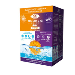 The Dry Eye Drink mixed-berry glass displays fruity, electrolyte hydration.
