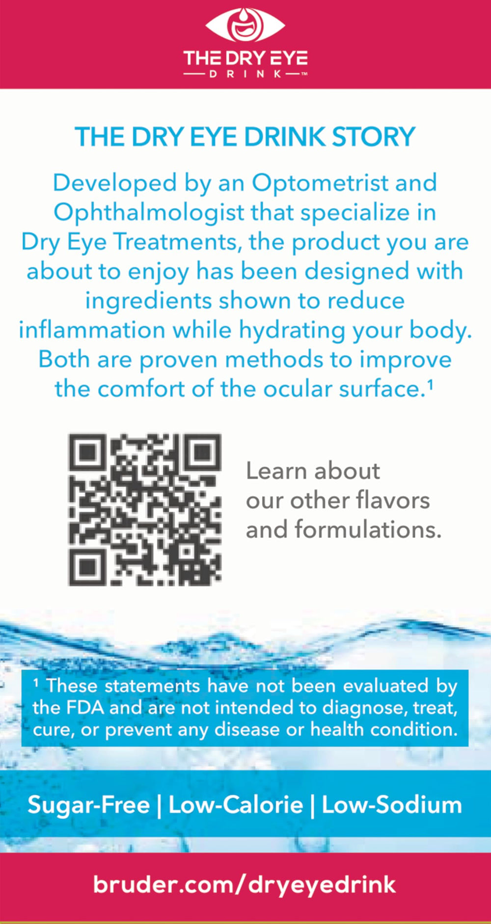 The Dry Eye Drink mixed berry ingredients closeup with electrolytes and DHA