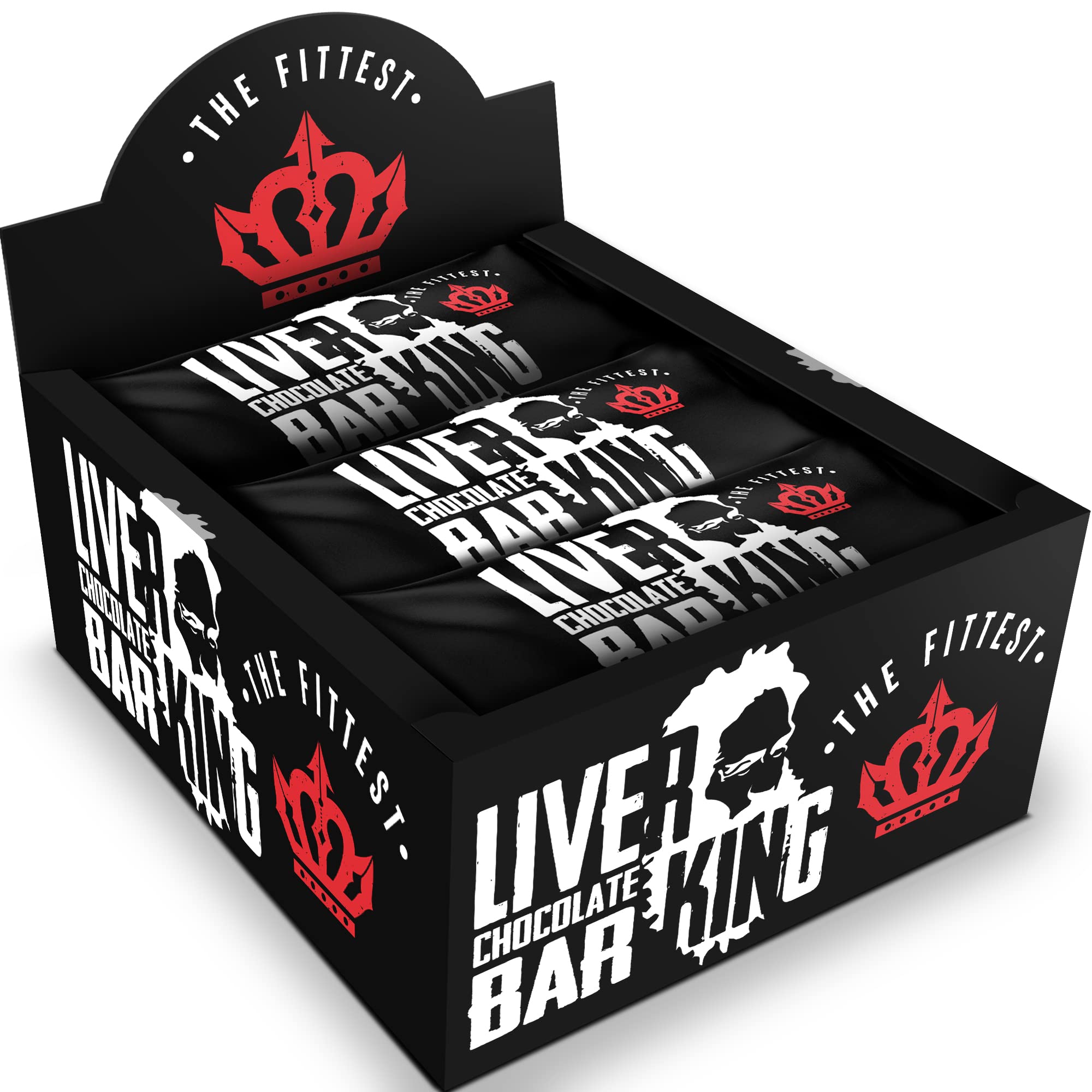 The Fittest Ever THE FITTEST Chocolate Chip Liver King Bar packaging highlighting high-protein carnivore snack for sustained energy