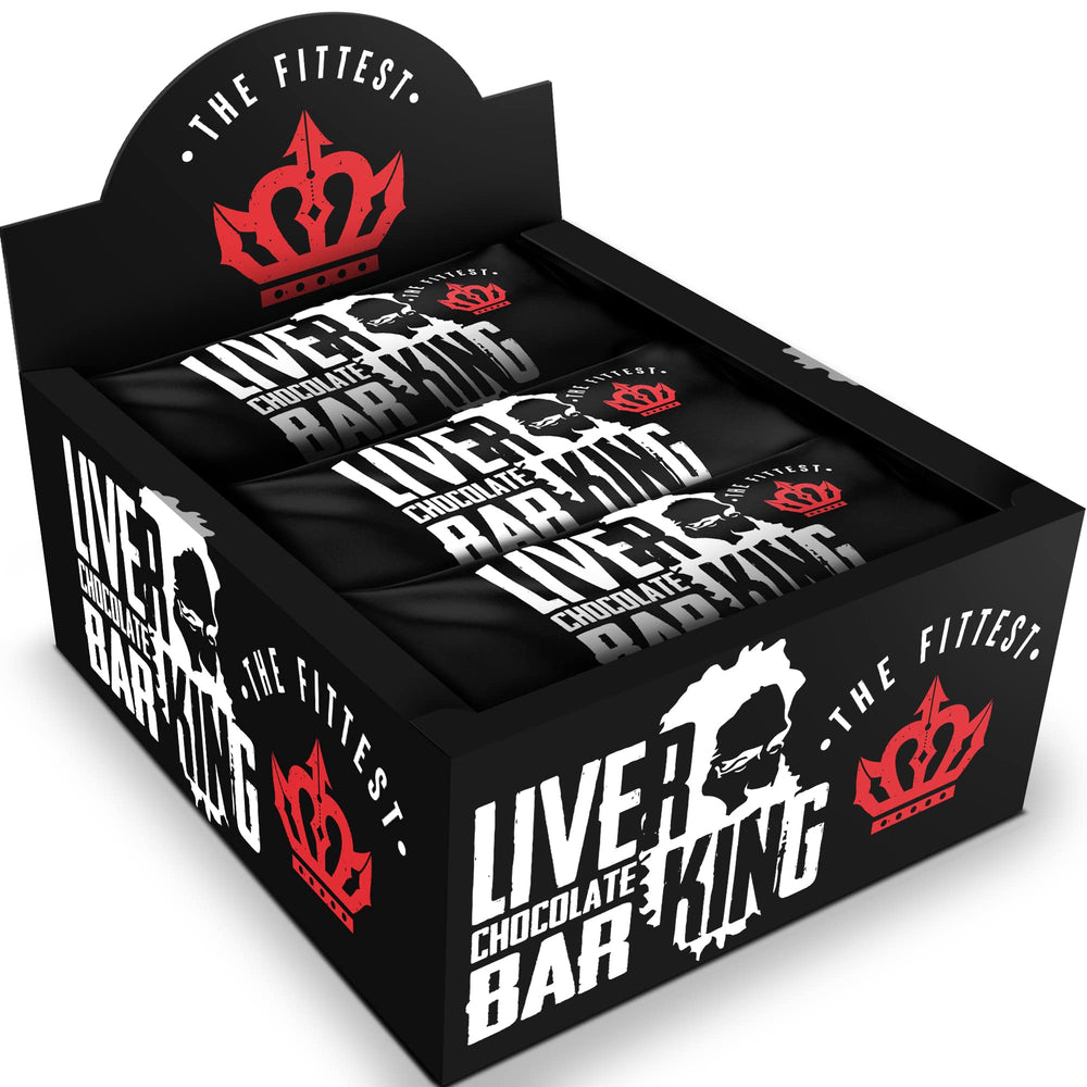 The Fittest Ever THE FITTEST Chocolate Chip Liver King Bar packaging highlighting high-protein carnivore snack for sustained energy
