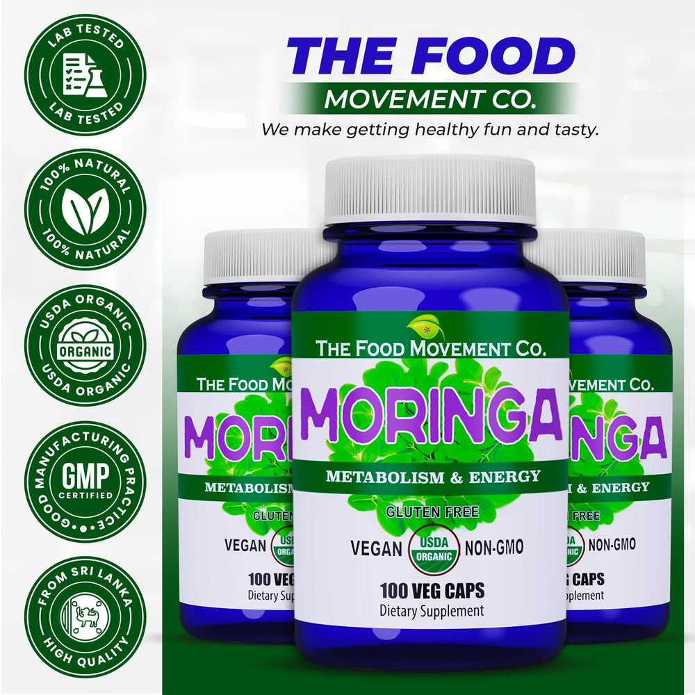 Supplement facts and ingredients for The Food Movement CO. Moringa