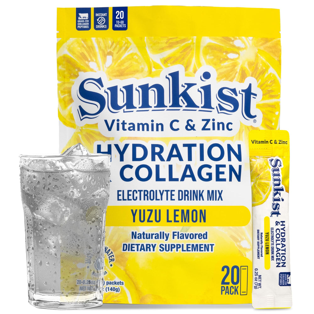 The Frozen Bean Sunkist hydration collagen lemon glass highlights skin, hair, nails support with refreshing taste.