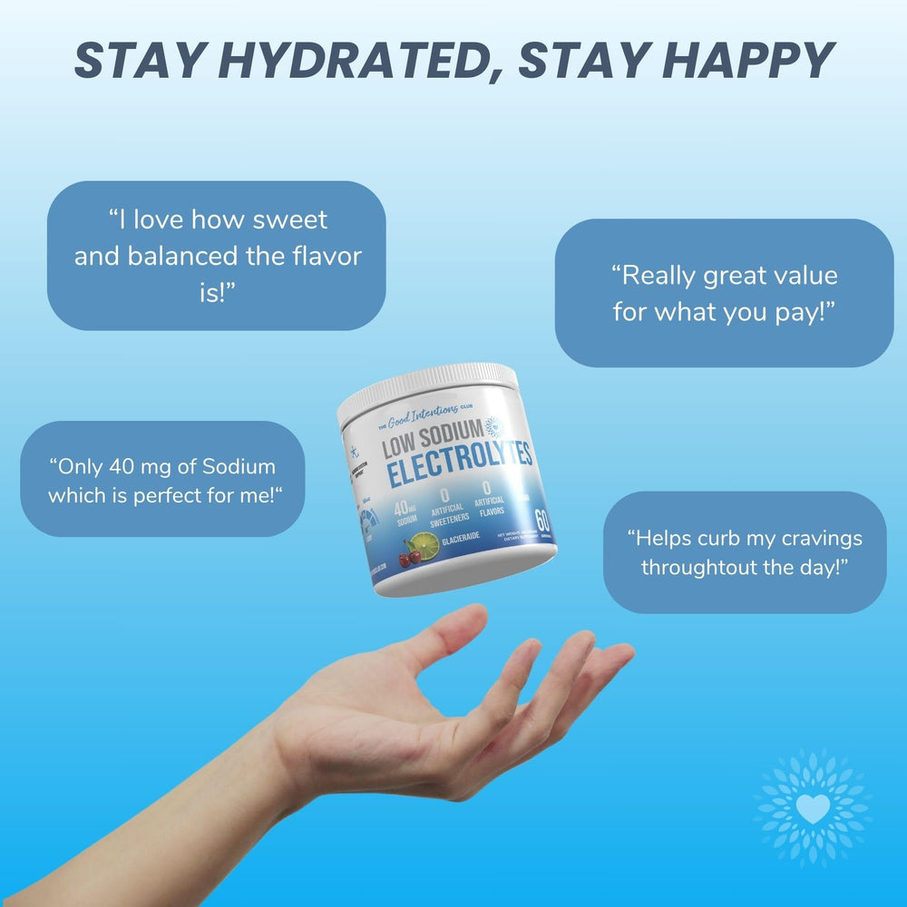 The Good Intentions Club glacieraide cherry-lime in glass conveys refreshing hydration.