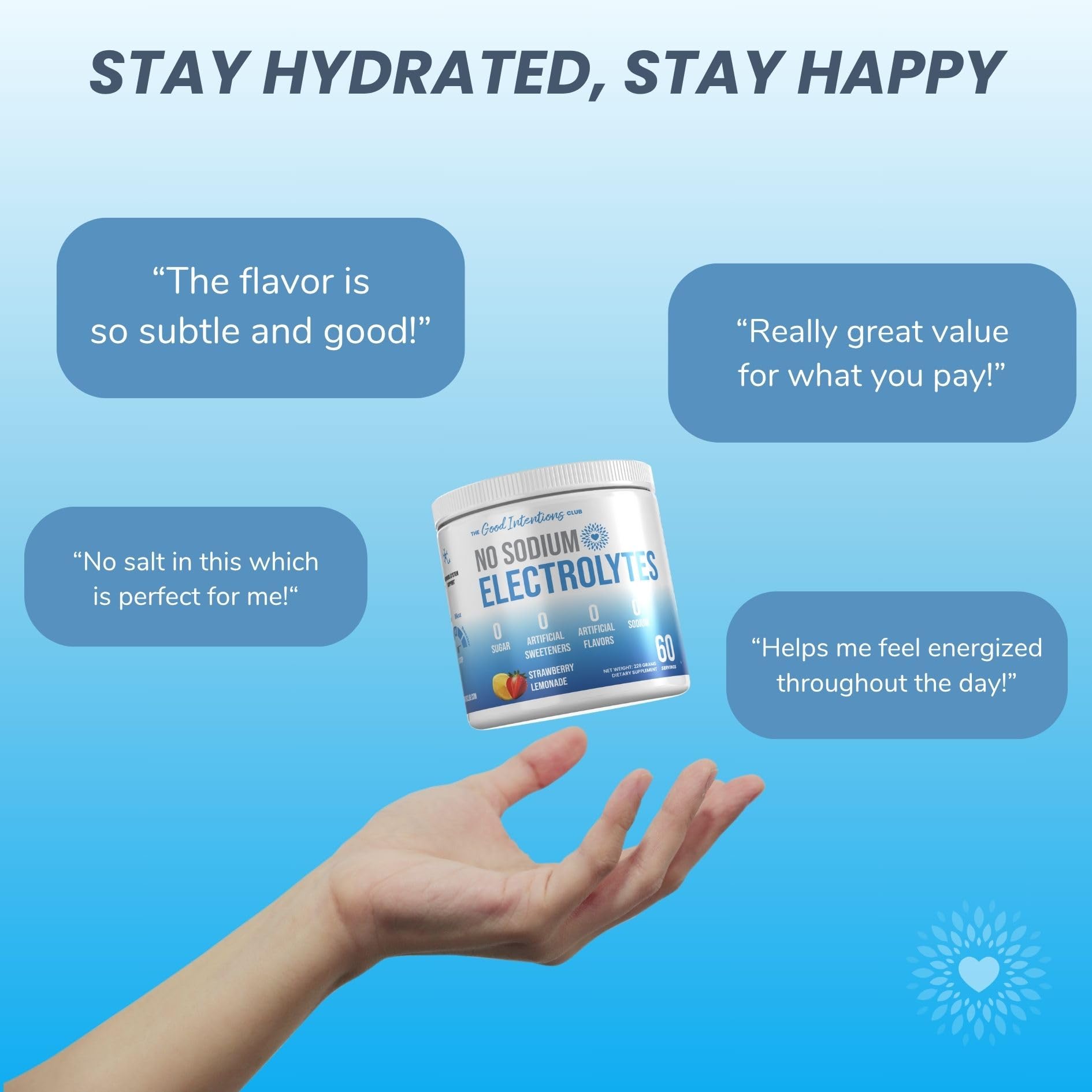 The Good Intentions Club dissolving in water highlights quick, smooth hydration.