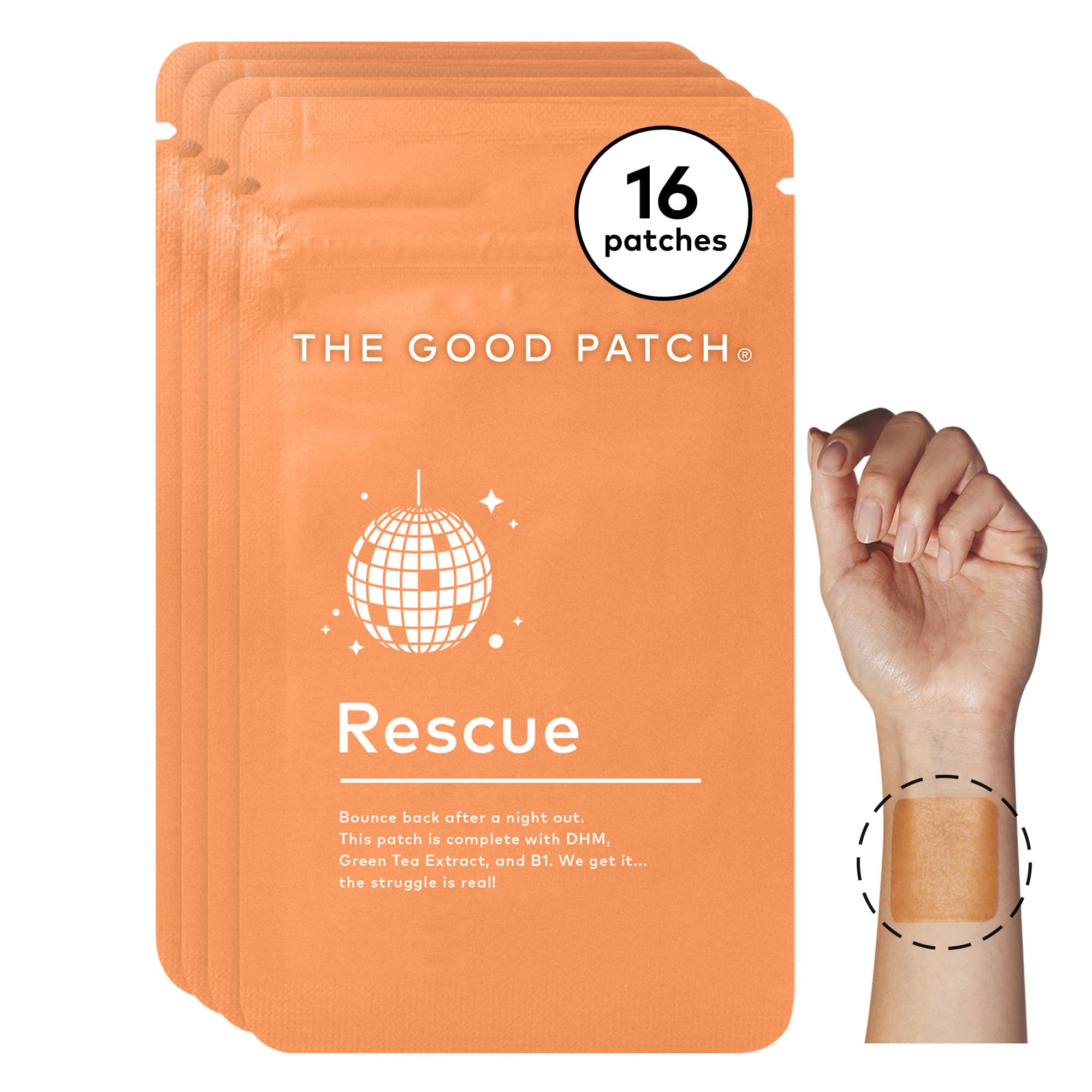 The Good Patch Rescue Recovery Patch packaging and patches on white background