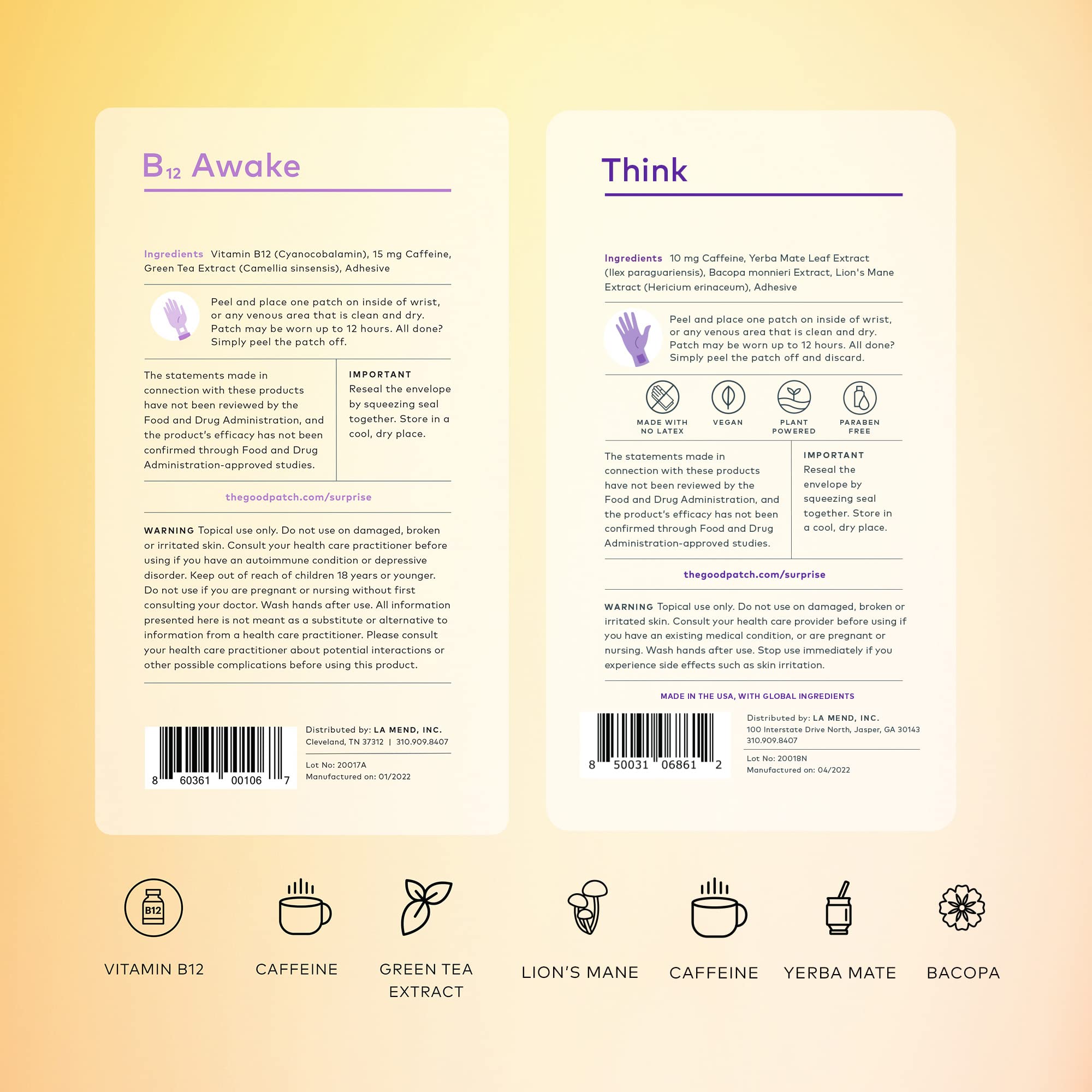 Open box showing B12 Awake and Think patches