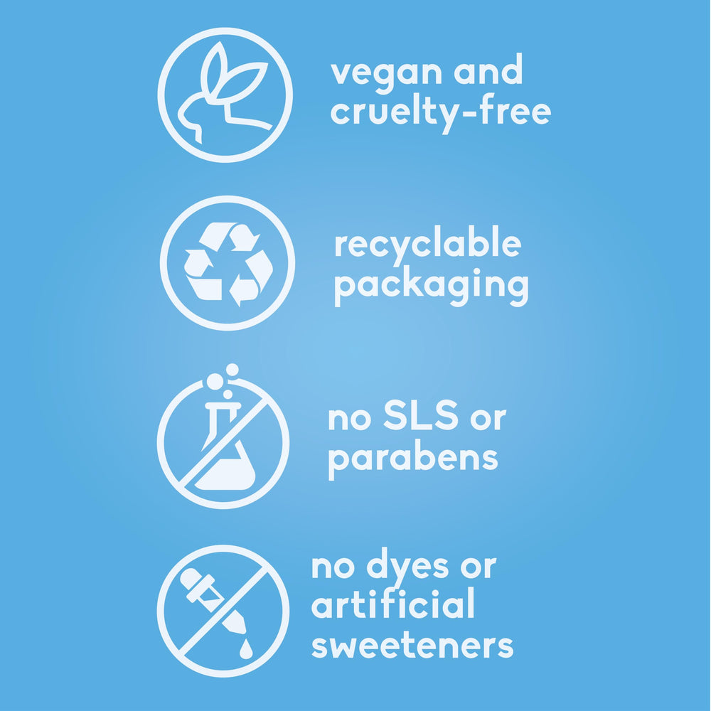 Recyclable packaging icon for The Humble Co toothpaste